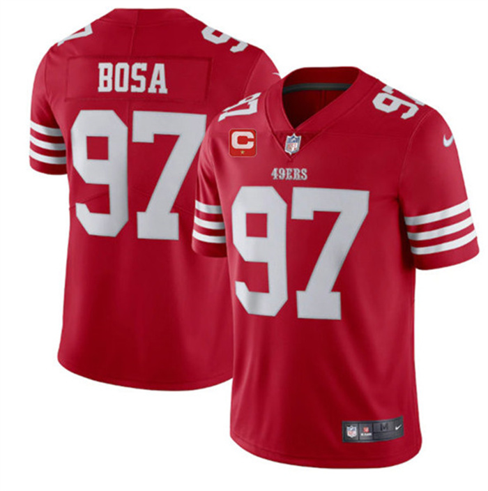 Personalized Men’s San Francisco 49ers #97 Bosa 2022 Red With 1-Star C Patch Untouchable Limited Stitched Football Jersey