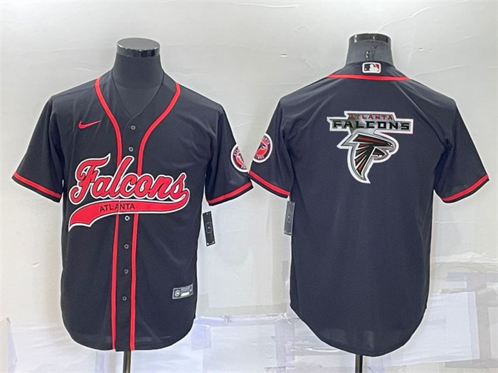 Personalized Men’s Atlanta Falcons Black Team Big Logo With Patch Cool Base Stitched Baseball Jersey