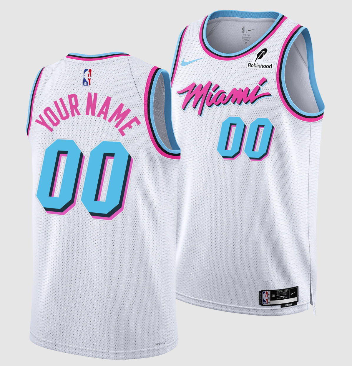Personalized Custom Miami Heat Original Vice Swingman White Jerseys