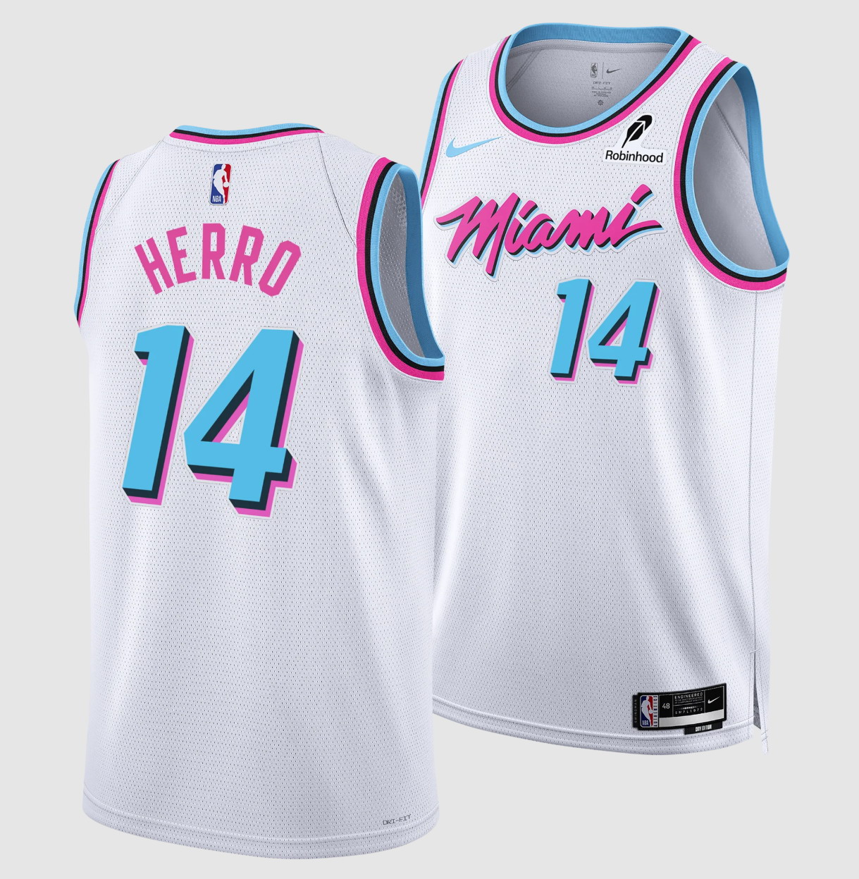 Personalized Miami Heat #14 Tyler Herro Vice Swingman White Jersey